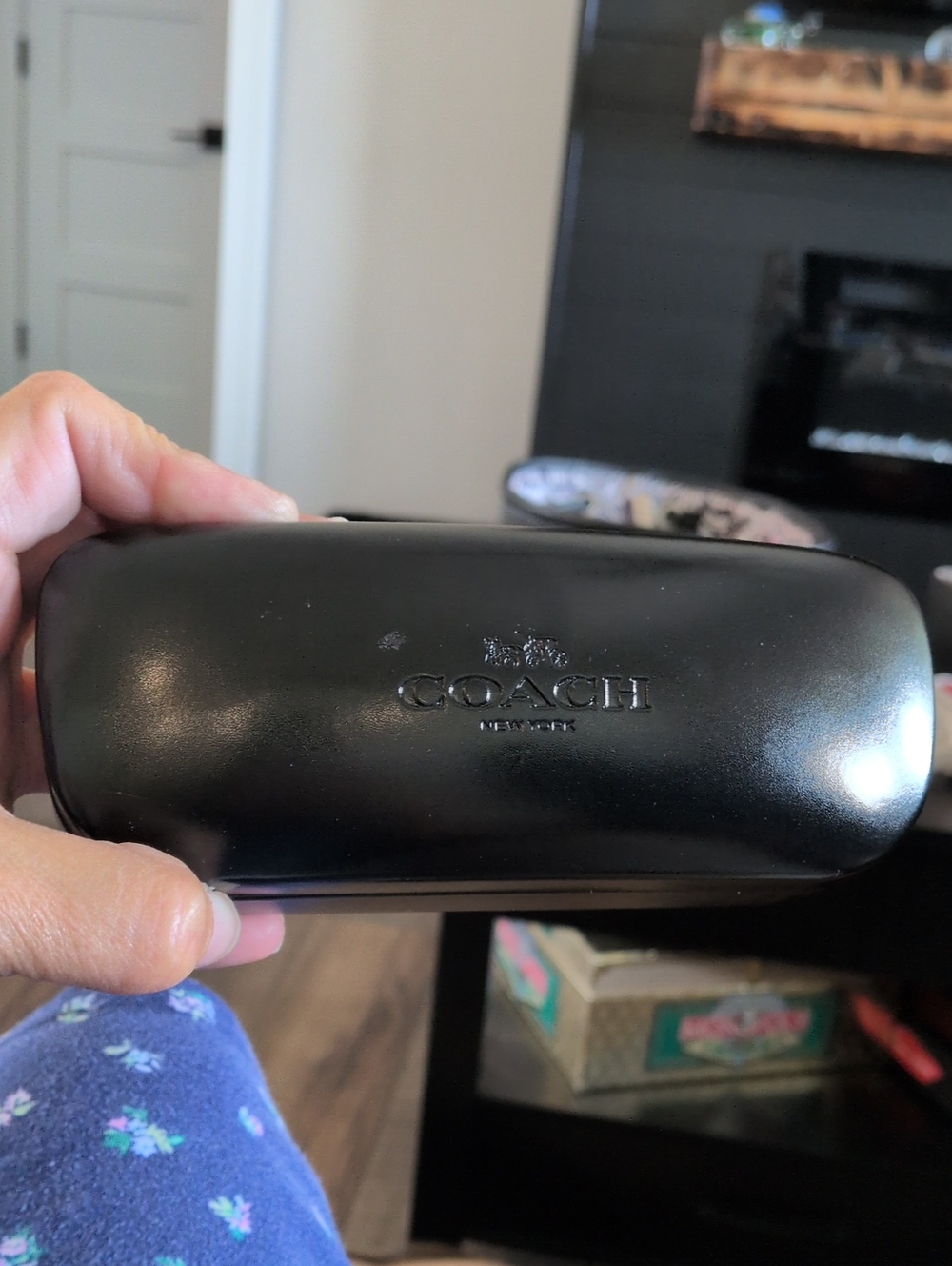 Coach Black Leather Eyewear‎ Case with Embossed Logo CASE ONLY